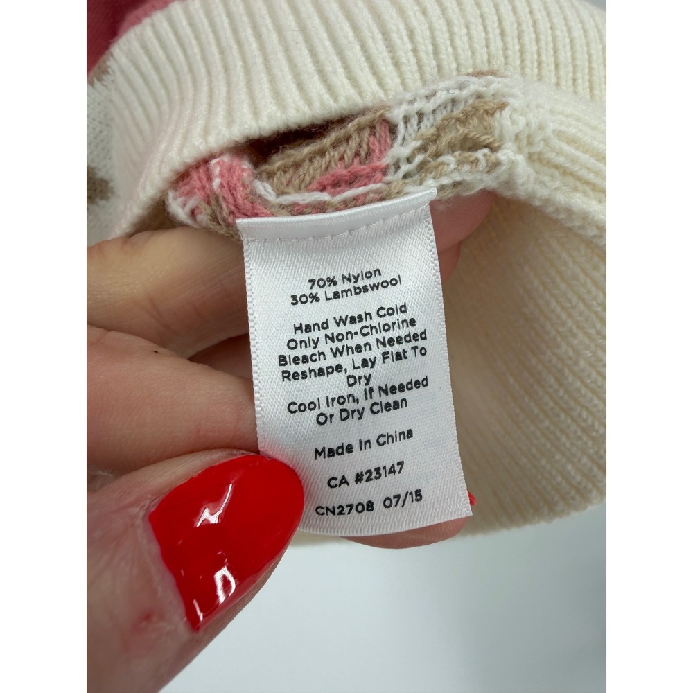 Talbots Fair Isle Sweater Women 1X Pink Lambswool Blend Nordic Winter Preppy - Picture 3 of 6